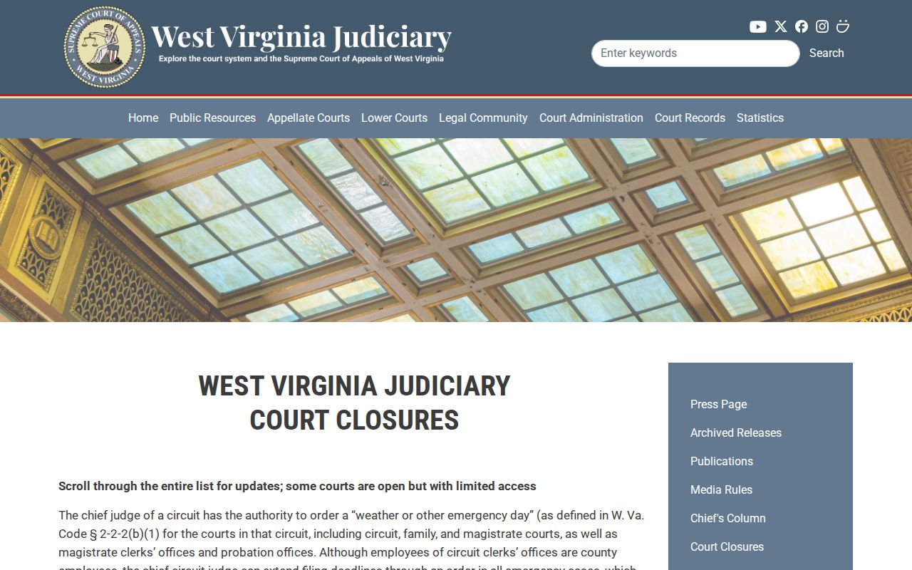 Official Logan County court schedule closure status